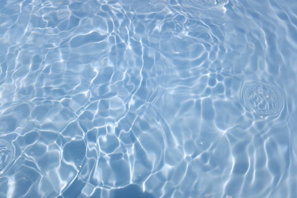 istock Defocus blurred transparent blue colored clear calm water surface texture with splashes and bubbles. Trendy abstract nature background. Water waves in sunlight with copy space. Blue watercolor shining 1419221709