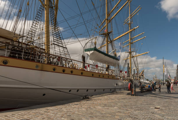 bremerhaven, germany-august 27, 2022: Sail training ship Germany in the new port, Bremerhaven