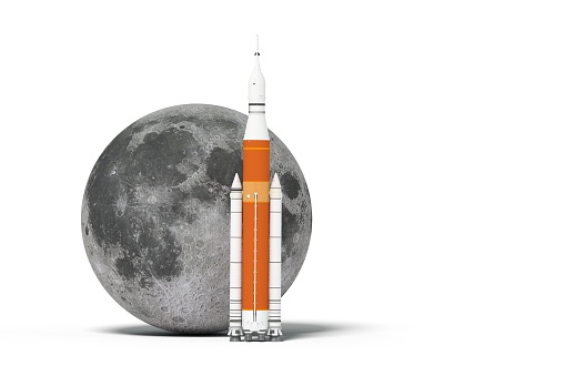 Future US rocket for going to the moon - model furnished by NASA : https://nasa3d.arc.nasa.gov/detail/sls-block1