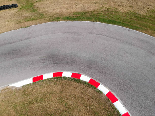 istock Curves on karting race track, aerial view background. 1419230619