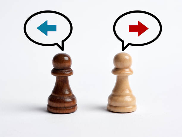 istock Dispute or discussion between two people about different ways. Family conflict, disagreement and divorce. Choosing separate ways. 1419232178