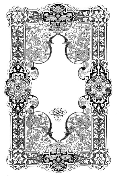 винтажная страница орнамент - scroll shape corner victorian style silhouette stock illustrations