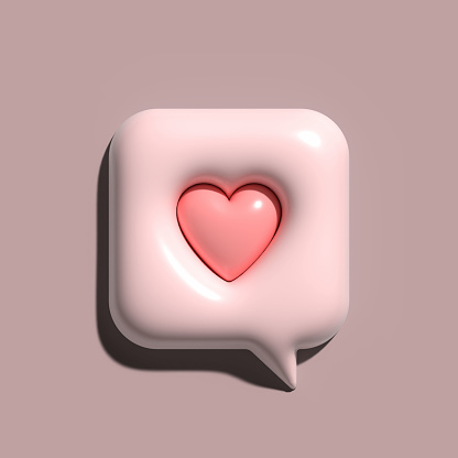 Love message speech bubble 3D rendering