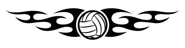 Vector illustration of Volleyball tattoo vector graphic car decal volley ball and tribal fire flame tattoo vehicle sticker