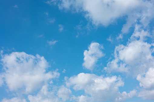 Shot of white clouds on blue sky.