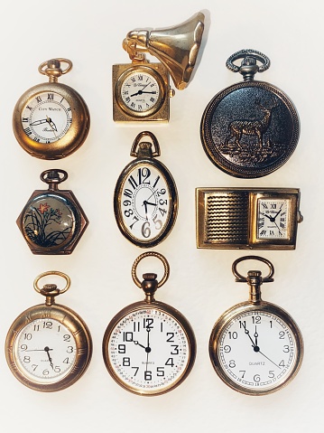 Retro styled image of old pocket watches