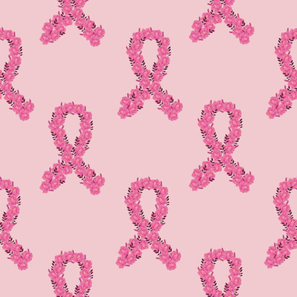 ilustraciones, imágenes clip art, dibujos animados e iconos de stock de cinta contra el cáncer de mama patrón perfecto. - breast cancer awareness