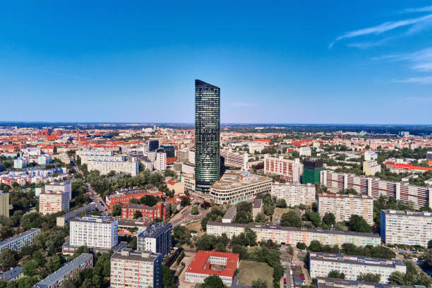 istock Wroclaw cityscape with Sky Tower skyscraper, aerial view 1419250639