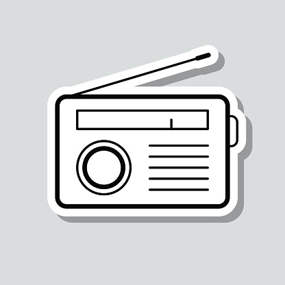istock Radio. Icon sticker on gray background 1419256161