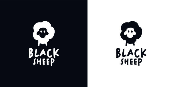 ilustrações, clipart, desenhos animados e ícones de vetor de negócios de design de logotipo de ovelha preta simples - sheep lamb wool animal head