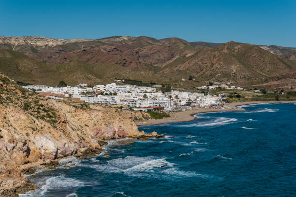 Las Negras village Las Negras coast village at Cabo de Gata Natural Park, Almeria Province, Andalusia,  Spain nature park stock pictures, royalty-free photos & images