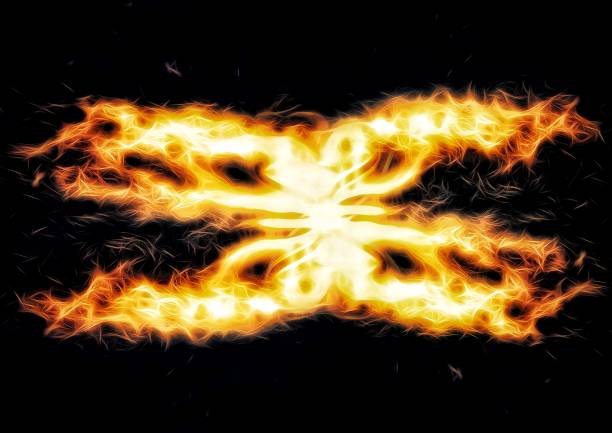 istock 3D illustration of flames burning in the dark 1419258773