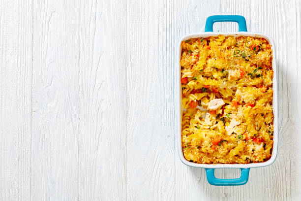 istock Chicken Pot Pie Fusilli pasta Bake in baking dish 1419259050