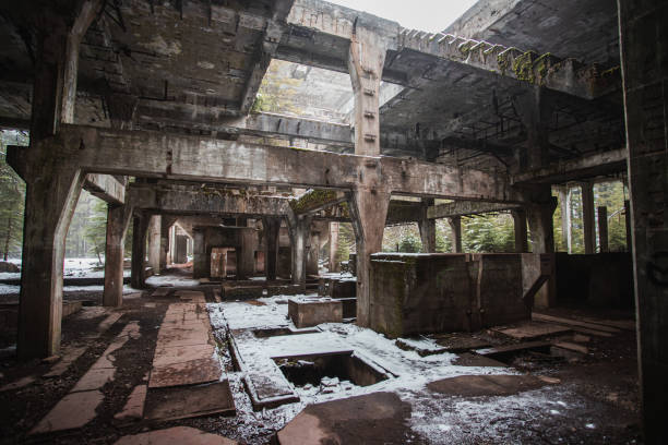 Ruins of tin mine Rolava (Sauersack) in Krusne Hory, Czech Republic