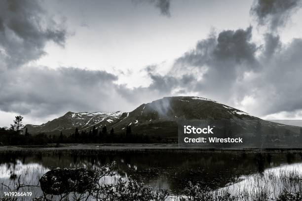 Beautiful Shot Of A Landscape In Skogshorn Hemsedal Norway In Grayscale Stock Photo - Download Image Now