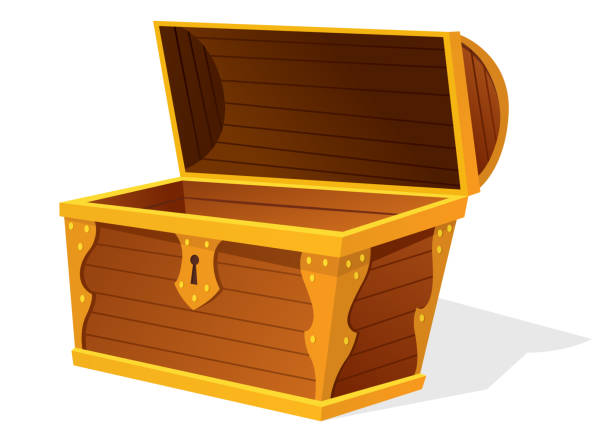 istock Chest. Empty old wooden chest for gold treasure. Cartoon ancient container for pirates isolated vector icon on white. Game wooden antique box for treasure 1419268460