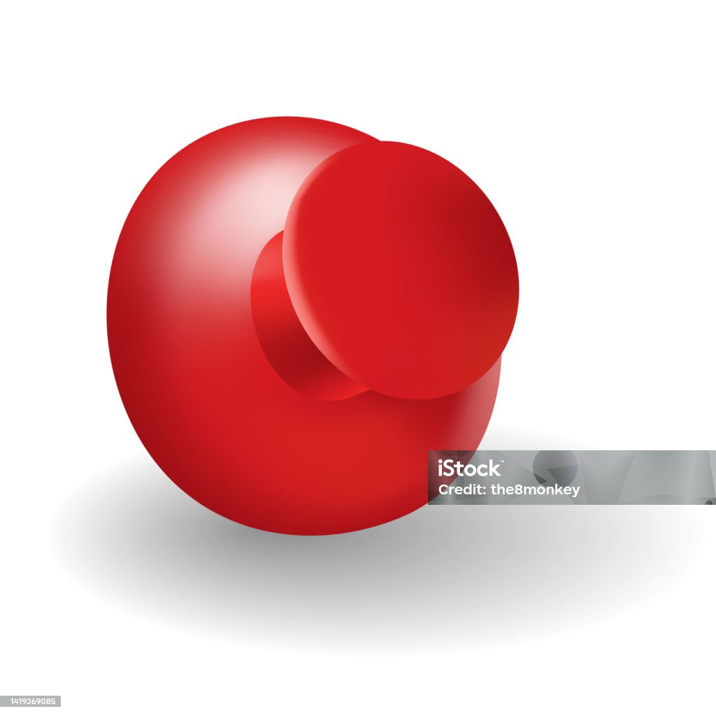 Pushpa Hand Sticker Red Red Pushpin With Shadow Isolated On White Fixation For Note Attach ...