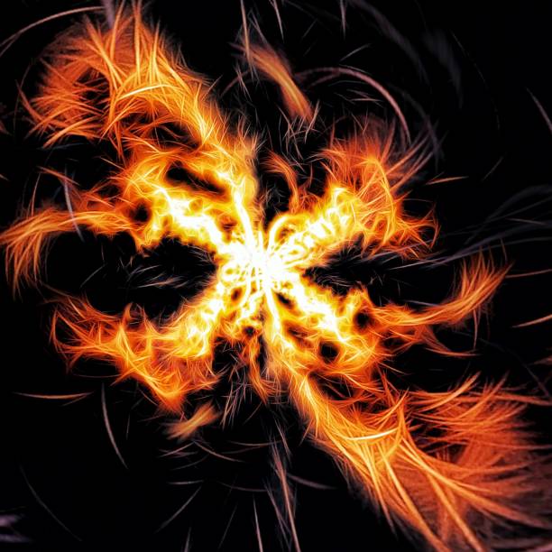 istock 3D illustration of flames burning in the dark 1419270111