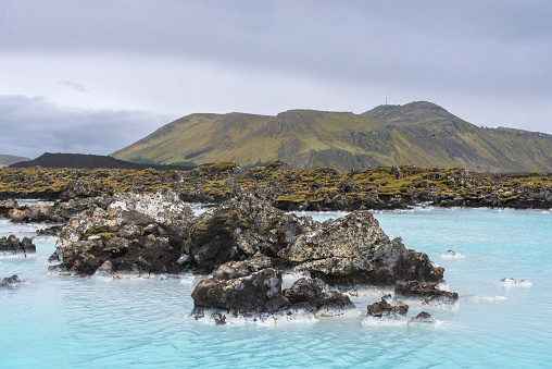 Blue Lagoon surrounded by lava fields, Reykjavik, Iceland