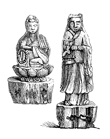 Antique illustration, ethnography and indigenous cultures: East Asia, Korean Idols