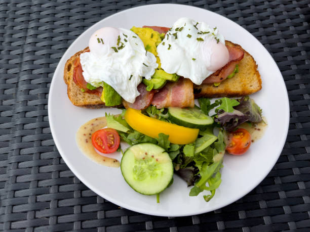 Healthy breakfast with smashed avocado