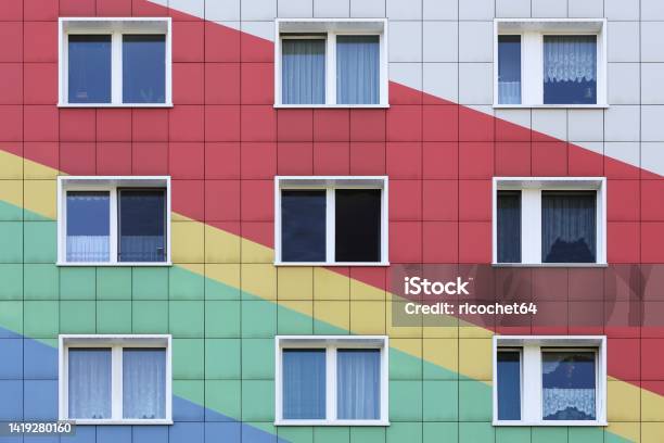 Colored Facade Of A Building In Lichtenberg Berlin Germany Stock Photo - Download Image Now