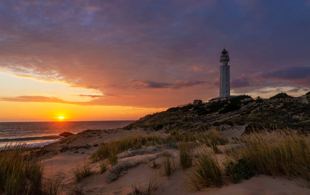 Sunset at Trafalgar Lightghouse, Los Caños de Meca, Cadiz Province, Andalusia, Spain