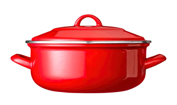 istock red cast iron enamel frying pan. Dutch oven, isolated on white 1419281577