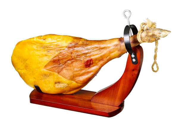 istock spanish ham on a stand isolated on white 1419281587