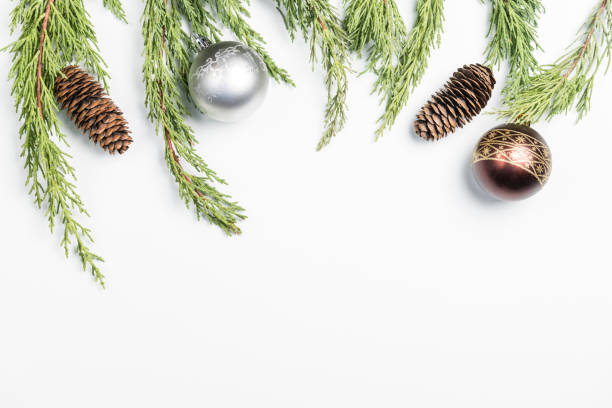 istock Christmas background made with pine branches, pine cones and Christmas decorations. 1419286689