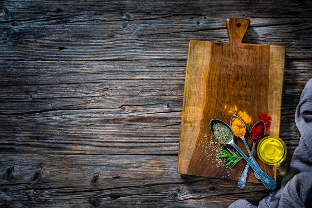 Spices and vegetables on white background
