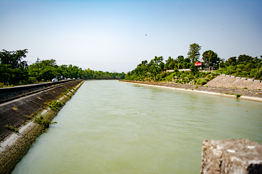 Artificial river Rishikesh, An artificial water course.  An artificial water canal.