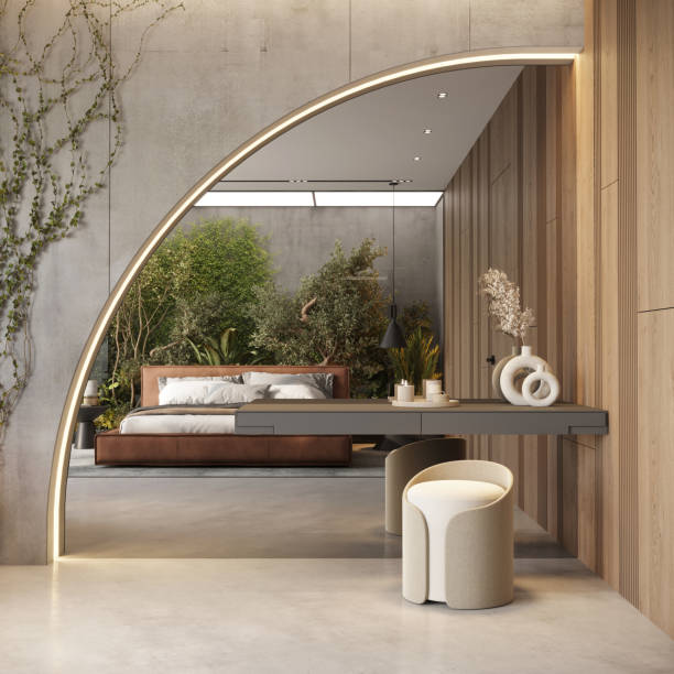 Digitally generated image of luxurious resort room