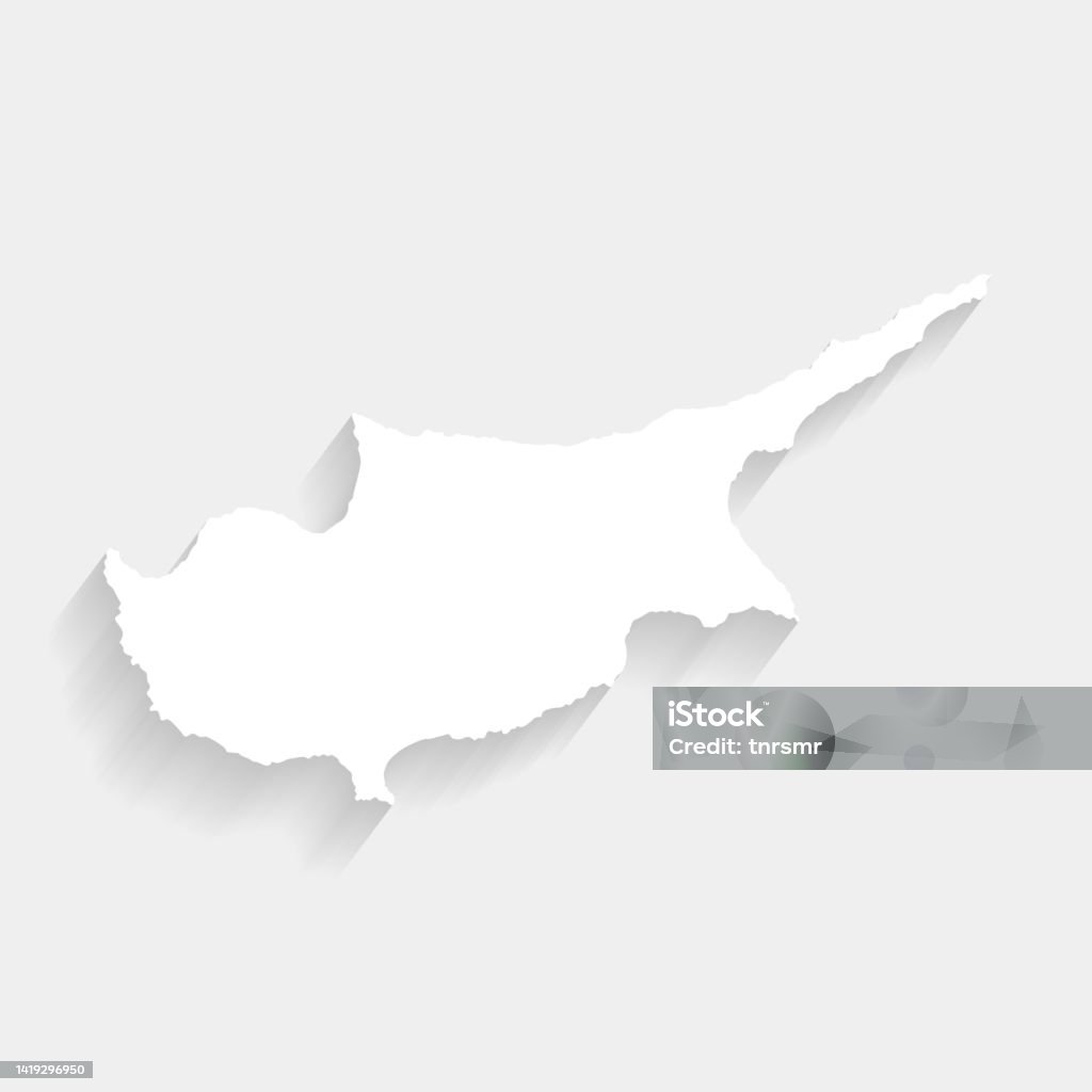 Simple Cyprus Simple White Cyprus Map On Gray Background Vector Stock Illustration ...