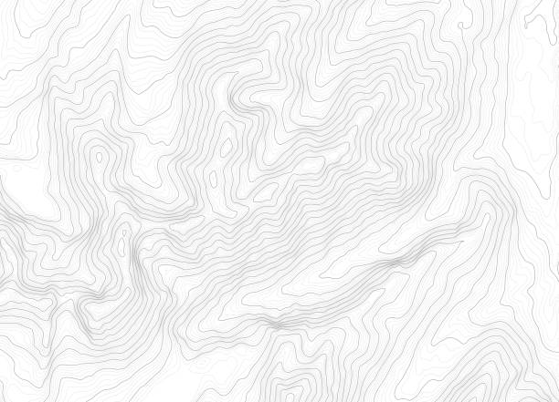 ilustrações, clipart, desenhos animados e ícones de fundo do mapa do contorno da linha topográfica em preto e branco, mapa de grade geográfica - conceito gráfico cartográfico. - topografia