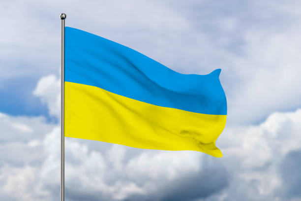 istock ukrainian flag on sky background. 3D illustration 1419300221