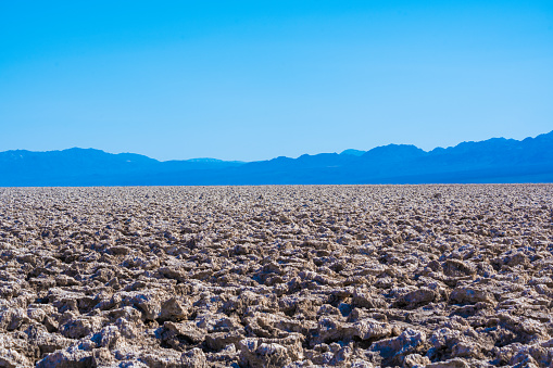 Barren mountains on rocky desert landscape