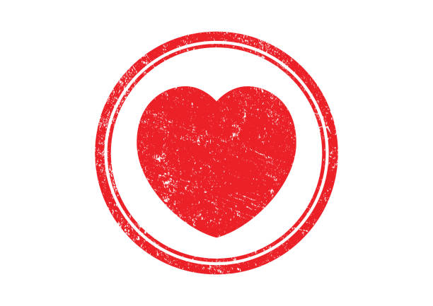 ilustrações de stock, clip art, desenhos animados e ícones de circular red heart stamp - postage stamp white background nobody color image