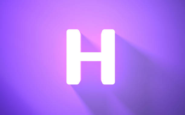 Neon Letter H on Purple Background (close-up)