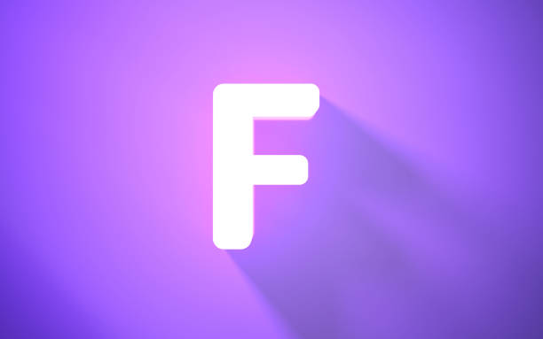 istock Neon Letter F on Purple Background (close-up) 1419304181