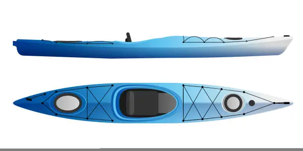 Vector illustration of Kayak - modern boat for active leisure