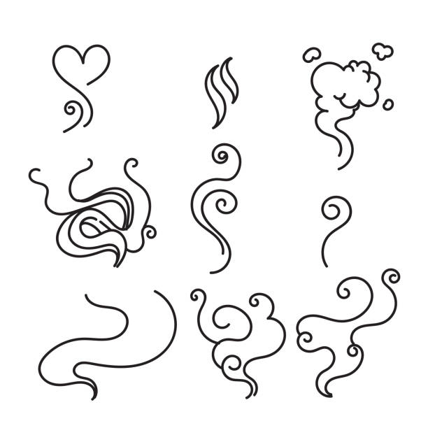 hand drawn doodle Steam smoke illustration vector hand drawn doodle Steam smoke illustration vector cumulus clouds drawing stock illustrations