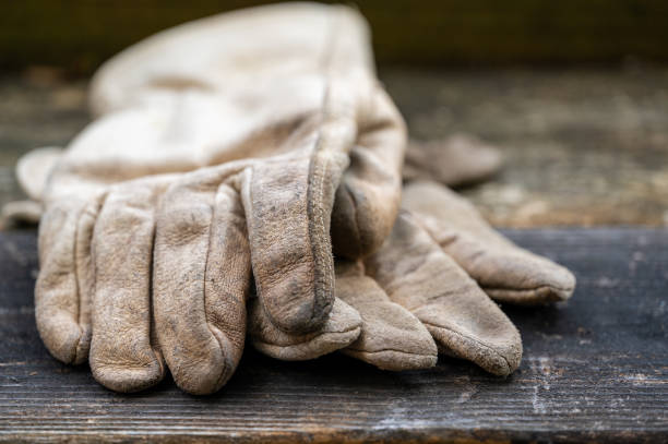istock Work Gloves close up on wood 1419306745