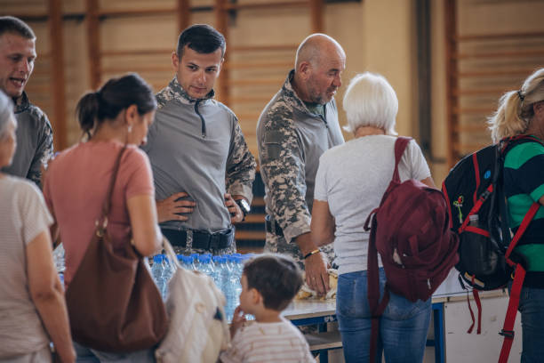 istock People receiving donations after natural disaster 1419309806