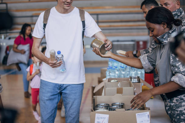 istock People receiving donations after natural disaster 1419309951