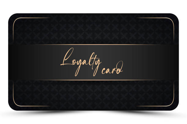 ilustrações de stock, clip art, desenhos animados e ícones de modern loyalty card template. elegant black business card with golden 3d text, lines. luxury design. vector illustration for vip, bonus card, gift certificate, invitation - platinum card