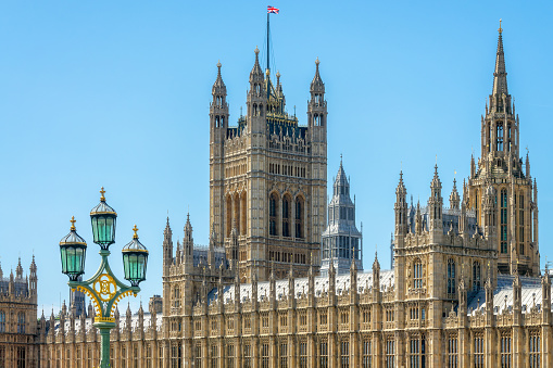 The Houses of Parliament in Westminster palace in London, UK