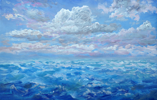 storm sea, oil painting