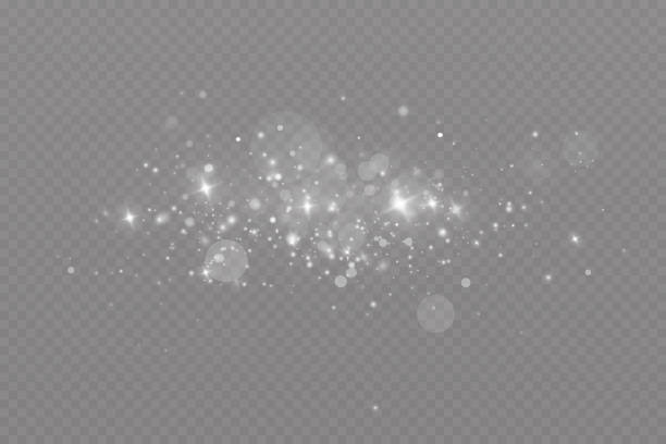 Dust sparks and stars shine with a special light. Christmas light effect. Glittering particles of magic dust.Vector sparkles on a transparent background. Dust sparks and stars shine with a special light. Christmas light effect. Glittering particles of magic dust.Vector sparkles on a transparent background. silver glitter stock illustrations