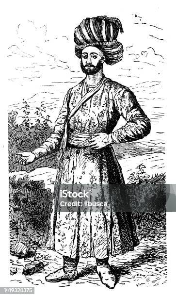 アンティークイラストレーション民族誌先住民文化中東とコーカサスペルシャ人男性18世紀 18世紀のベクターアート素材や画像を多数ご用意